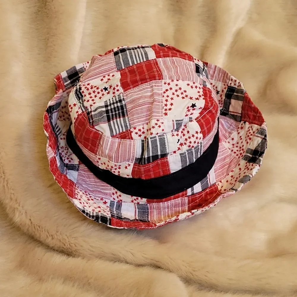 JANIE AND JACK PATRIOTIC BUCKET HAT, SIZE 2T-3T